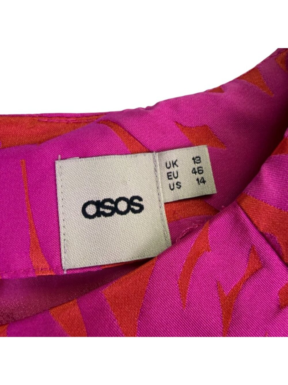 ASOS Womens Pink & Orange Floral Print Drop Hem Dress Size 14 - Picture 6 of 9
